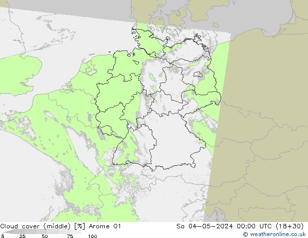 Nubes medias Arome 01 sáb 04.05.2024 00 UTC