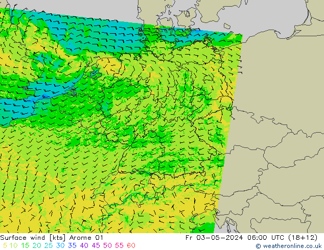 ветер 10 m Arome 01 пт 03.05.2024 06 UTC