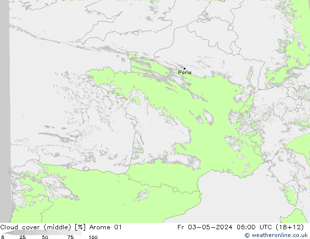 Nuages (moyen) Arome 01 ven 03.05.2024 06 UTC