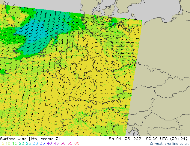 Surface wind Arome 01 Sa 04.05.2024 00 UTC