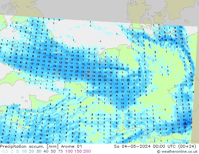 Toplam Yağış Arome 01 Cts 04.05.2024 00 UTC