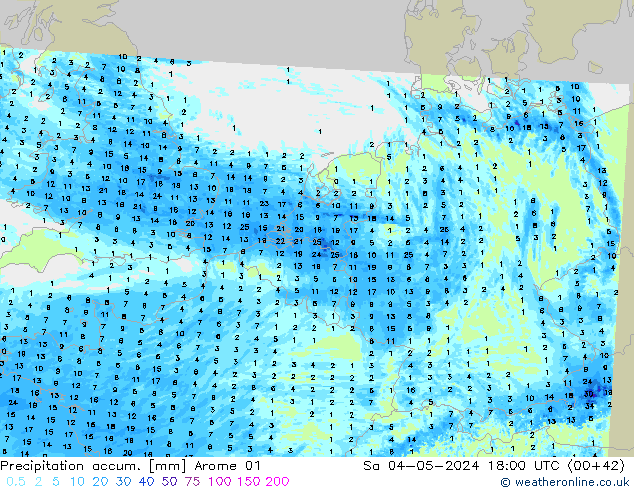 Precipitation accum. Arome 01 сб 04.05.2024 18 UTC