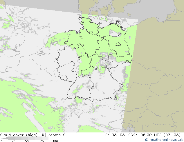 Wolken (hohe) Arome 01 Fr 03.05.2024 06 UTC