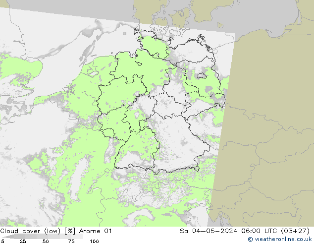 nuvens (baixo) Arome 01 Sáb 04.05.2024 06 UTC