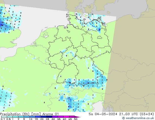 opad (6h) Arome 01 so. 04.05.2024 03 UTC