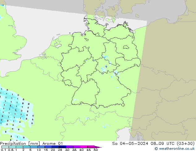 Niederschlag Arome 01 Sa 04.05.2024 09 UTC