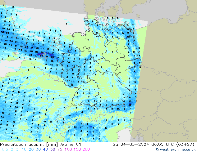 Précipitation accum. Arome 01 sam 04.05.2024 06 UTC