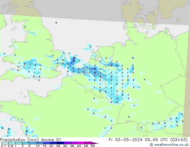 precipitação Arome 01 Sex 03.05.2024 06 UTC