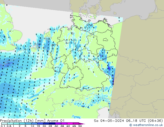 Precipitation (12h) Arome 01 Sa 04.05.2024 18 UTC