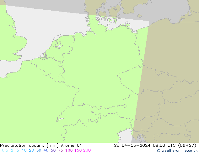 Precipitation accum. Arome 01 sab 04.05.2024 09 UTC