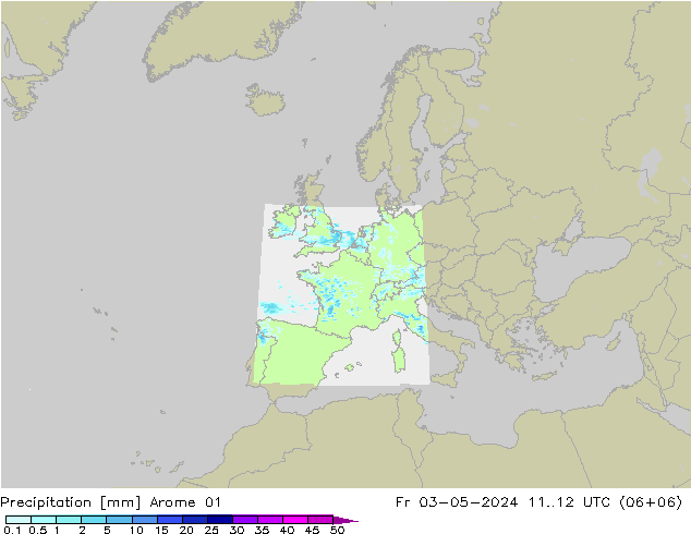 Niederschlag Arome 01 Fr 03.05.2024 12 UTC