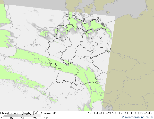 Bewolking (Hoog) Arome 01 za 04.05.2024 12 UTC