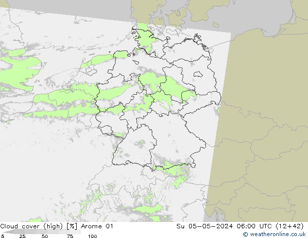 Nubes altas Arome 01 dom 05.05.2024 06 UTC