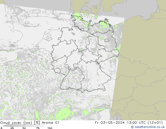 Bulutlar (düşük) Arome 01 Cu 03.05.2024 13 UTC