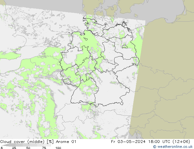 Nuages (moyen) Arome 01 ven 03.05.2024 18 UTC