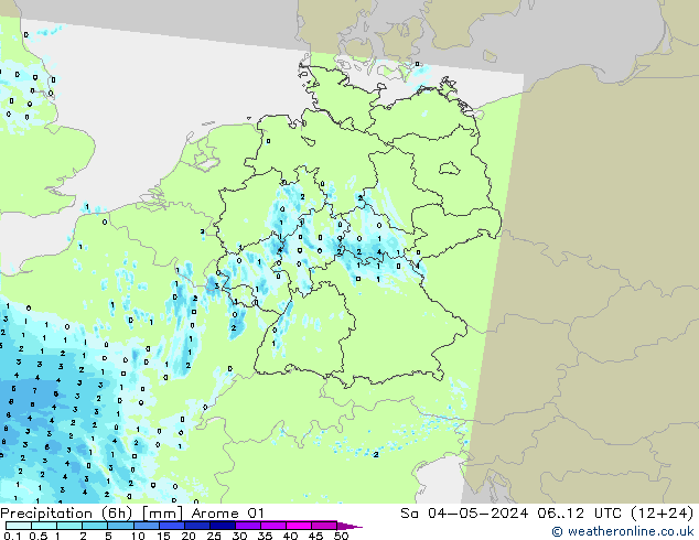 Yağış (6h) Arome 01 Cts 04.05.2024 12 UTC