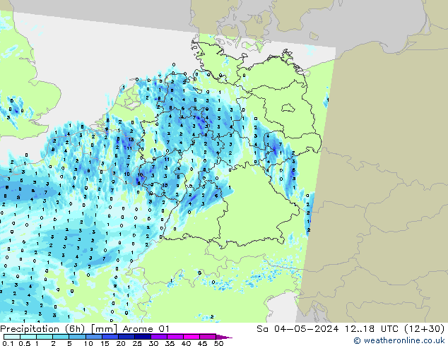 Yağış (6h) Arome 01 Cts 04.05.2024 18 UTC