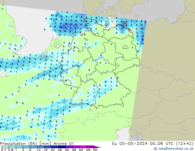 Yağış (6h) Arome 01 Paz 05.05.2024 06 UTC