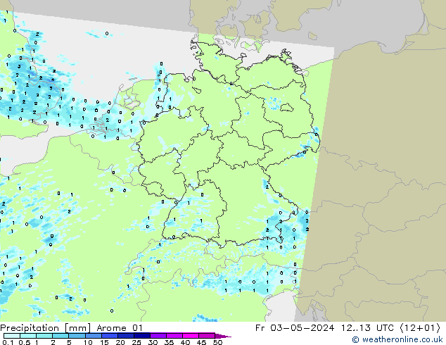 Niederschlag Arome 01 Fr 03.05.2024 13 UTC