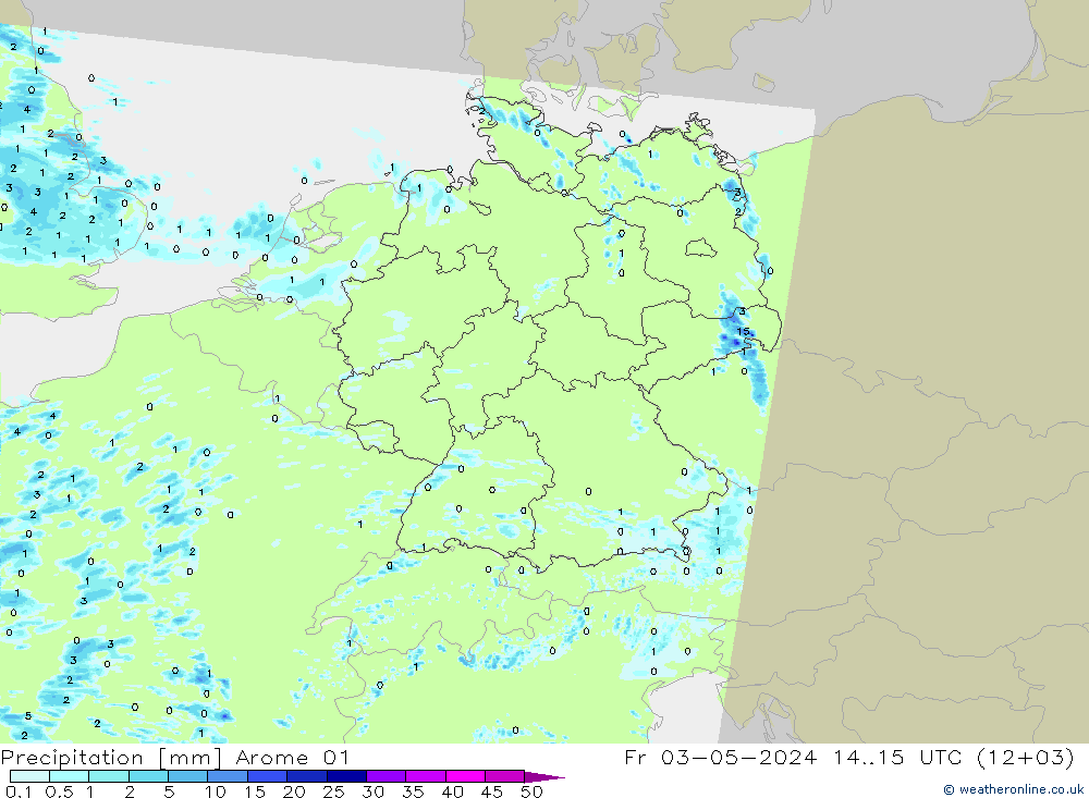 降水 Arome 01 星期五 03.05.2024 15 UTC