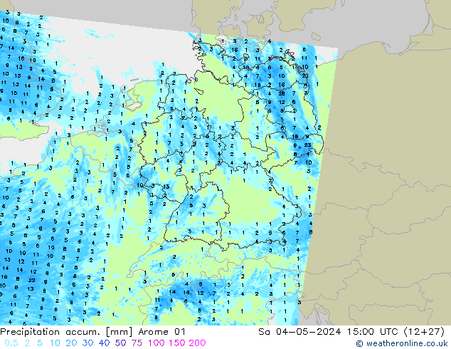 Precipitation accum. Arome 01 So 04.05.2024 15 UTC