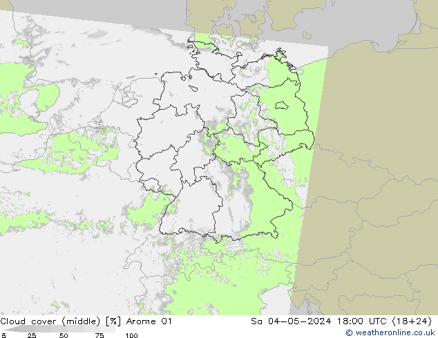 oblačnosti uprostřed Arome 01 So 04.05.2024 18 UTC