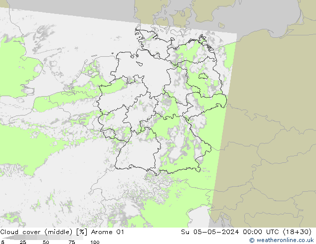 Nuages (moyen) Arome 01 dim 05.05.2024 00 UTC