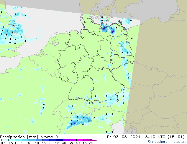 Precipitazione Arome 01 ven 03.05.2024 19 UTC