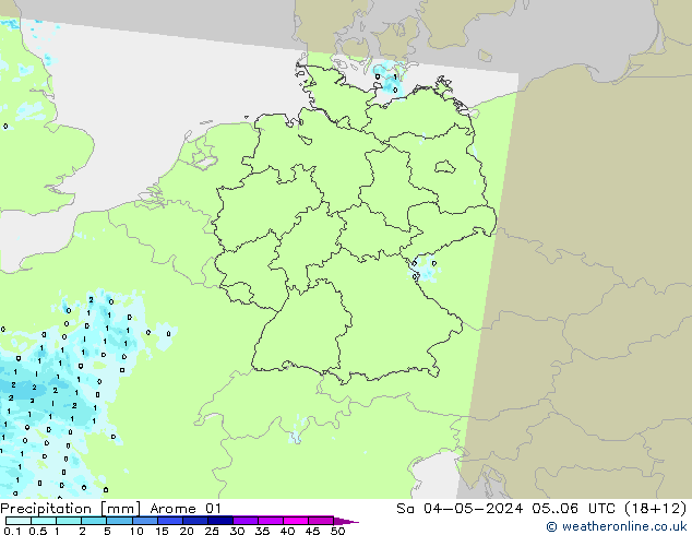 Niederschlag Arome 01 Sa 04.05.2024 06 UTC