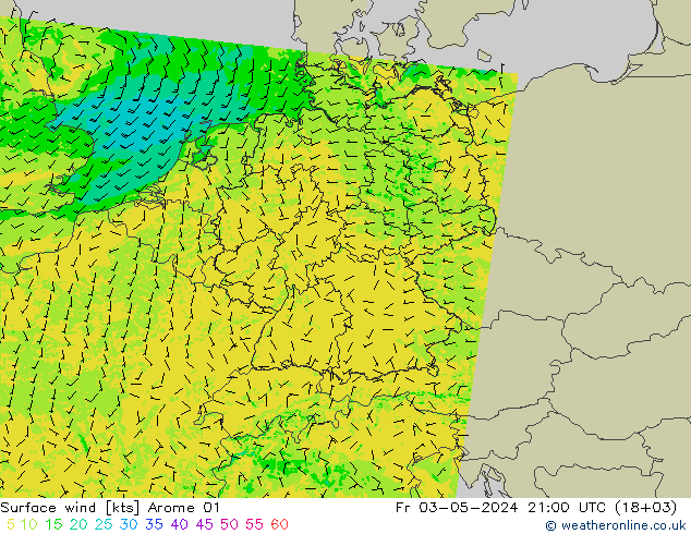 Bodenwind Arome 01 Fr 03.05.2024 21 UTC