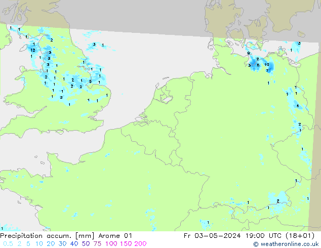 Precipitation accum. Arome 01 ven 03.05.2024 19 UTC