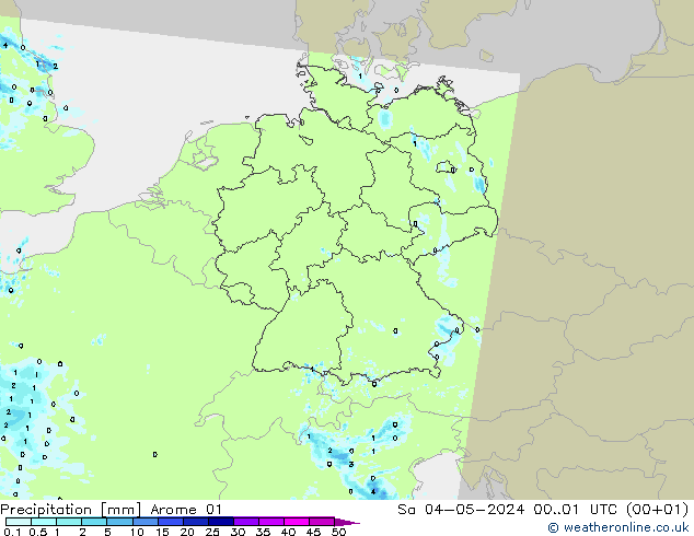 降水 Arome 01 星期六 04.05.2024 01 UTC