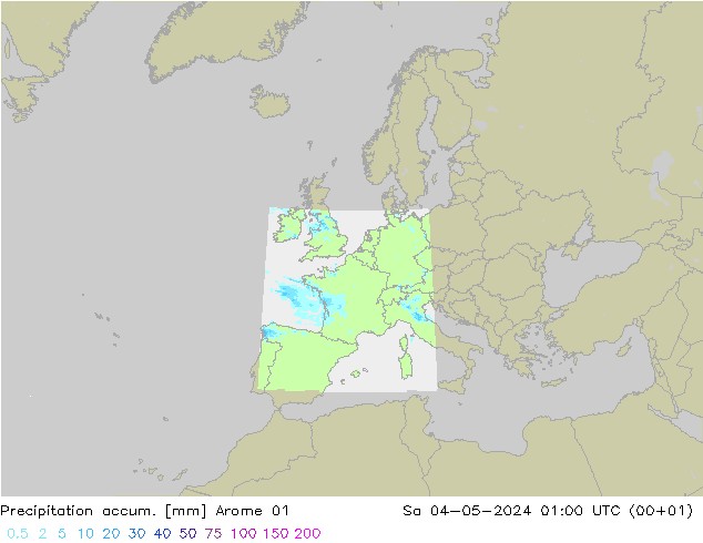 Precipitation accum. Arome 01 Sa 04.05.2024 01 UTC