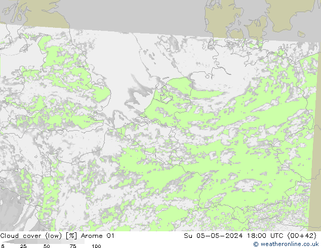 nízká oblaka Arome 01 Ne 05.05.2024 18 UTC