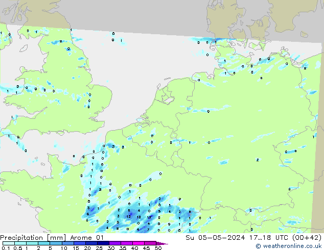 Precipitación Arome 01 dom 05.05.2024 18 UTC