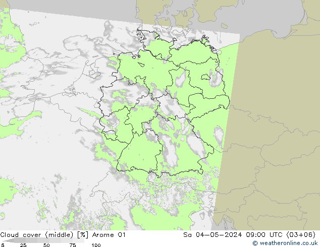 Nubes medias Arome 01 sáb 04.05.2024 09 UTC
