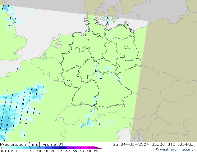 Precipitación Arome 01 sáb 04.05.2024 06 UTC