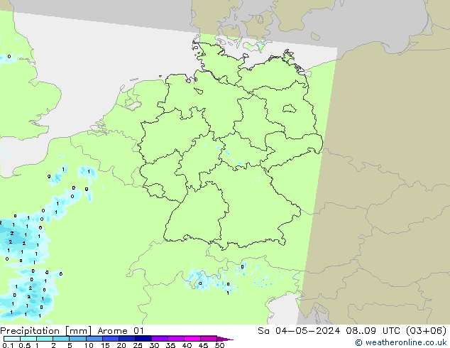 Precipitation Arome 01 Sa 04.05.2024 09 UTC