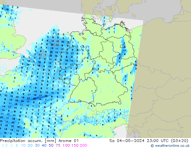 Nied. akkumuliert Arome 01 Sa 04.05.2024 23 UTC