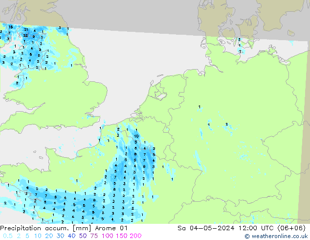 Precipitation accum. Arome 01 Sa 04.05.2024 12 UTC