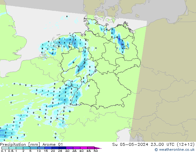 Precipitation Arome 01 Su 05.05.2024 00 UTC