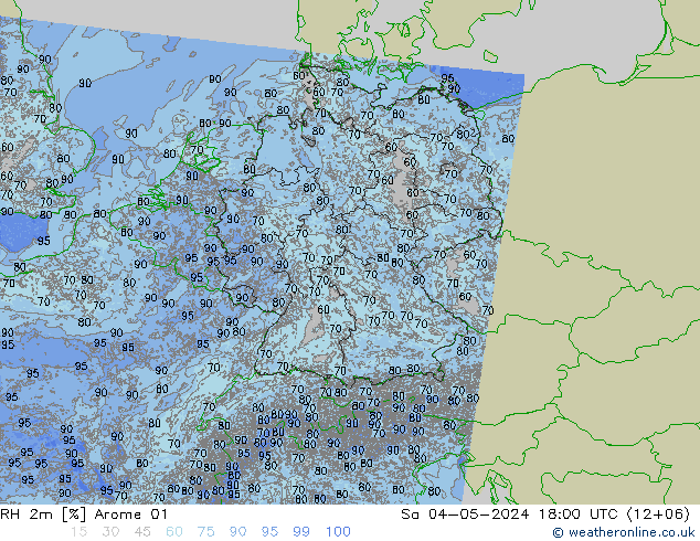 RH 2m Arome 01 Sa 04.05.2024 18 UTC