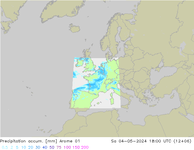 Precipitation accum. Arome 01 Sa 04.05.2024 18 UTC