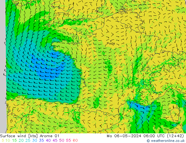 Wind 10 m Arome 01 ma 06.05.2024 06 UTC