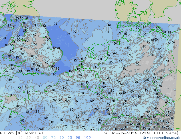 RH 2m Arome 01 Su 05.05.2024 12 UTC