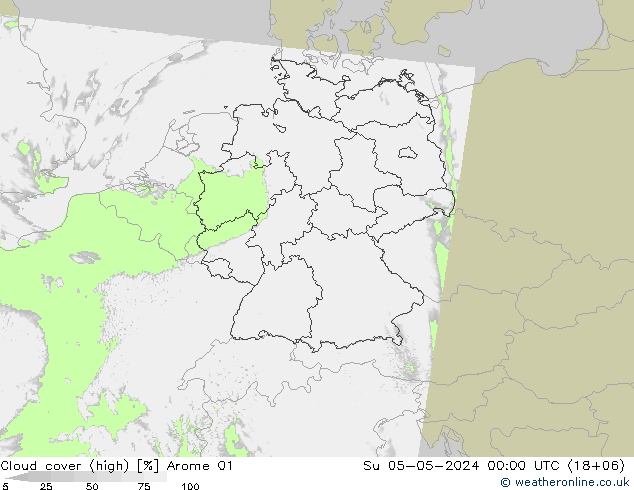 Nuages (élevé) Arome 01 dim 05.05.2024 00 UTC