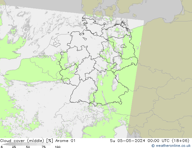 Cloud cover (middle) Arome 01 Su 05.05.2024 00 UTC