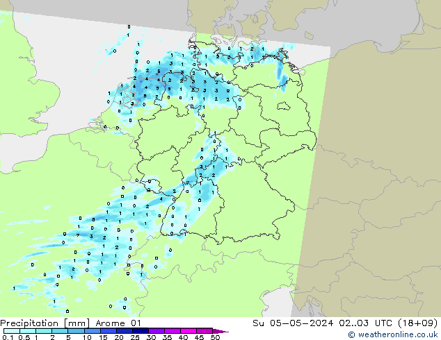 Precipitation Arome 01 Su 05.05.2024 03 UTC