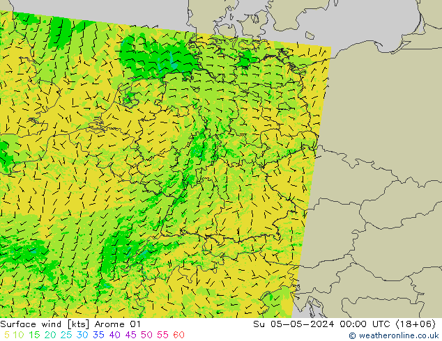 Surface wind Arome 01 Su 05.05.2024 00 UTC