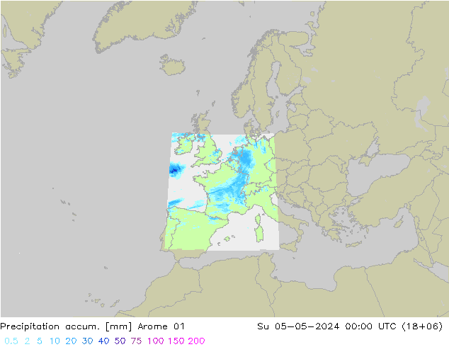Precipitation accum. Arome 01 dom 05.05.2024 00 UTC
